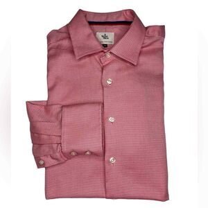 3 Wise Men- Oxford Button Down Shirt Tailored- Size 39 -Red & White -100% Cotton